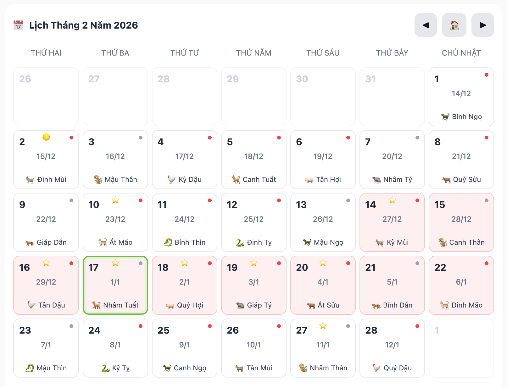 Lịch nghỉ tết nguy&ecirc;n đ&aacute;n 2026