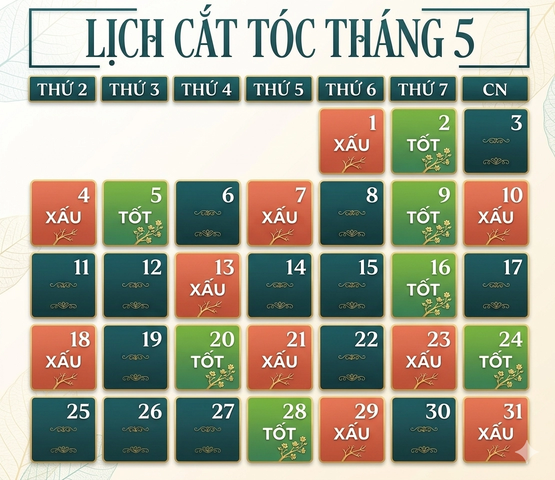 Lịch Cắt Tóc Tháng 5/2026: Ngày Đẹp Cắt Tóc May Mắn, Thu Hút Tài Lộc