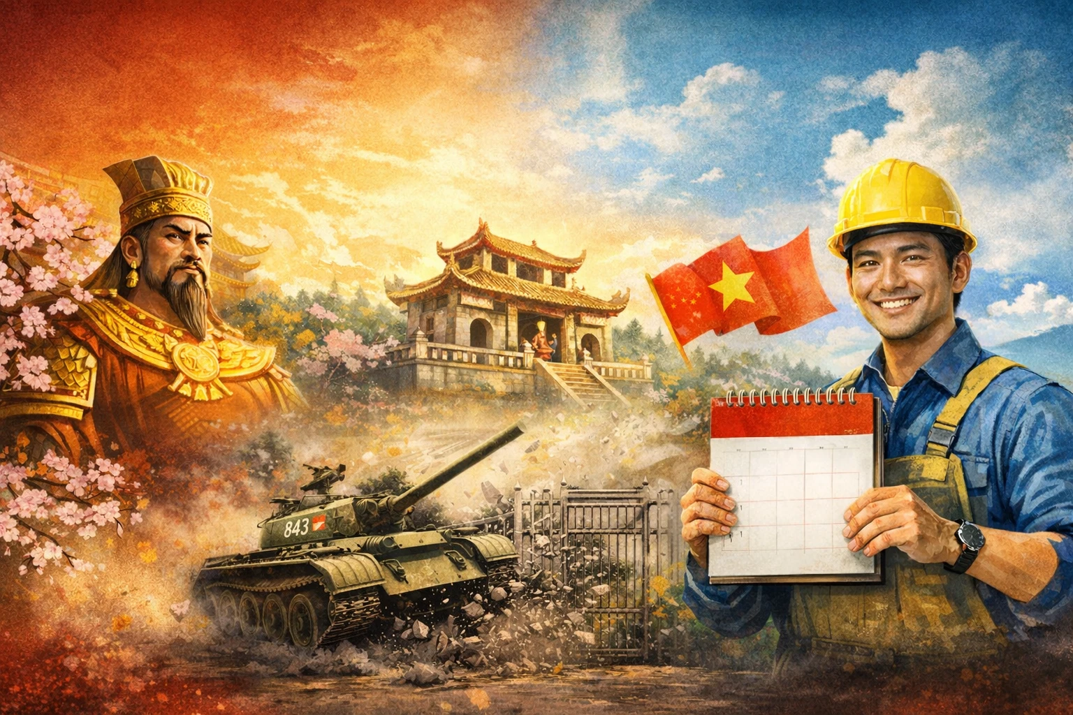 Lịch nghỉ Giỗ Tổ Hùng Vương và 30/4-1/5 năm 2026