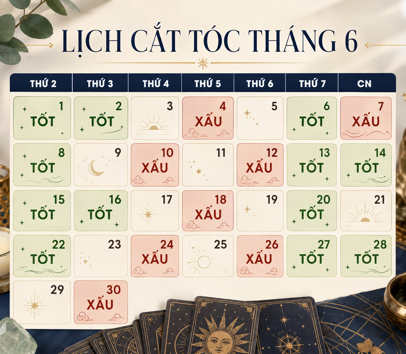 Lịch Cắt Tóc Tháng 6/2026: Ngày Tốt – Ngày Xấu Theo Truyền Thống